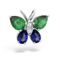 Emerald Butterfly 14K White Gold pendant P2215