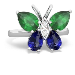 Emerald Butterfly 14K White Gold ring R2215