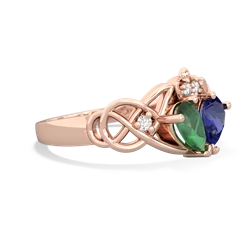 Emerald 'One Heart' Celtic Knot Claddagh 14K Rose Gold ring R5322