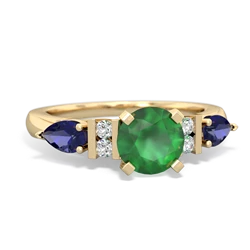 Emerald 6Mm Round Eternal Embrace Engagement 14K Yellow Gold ring R2005