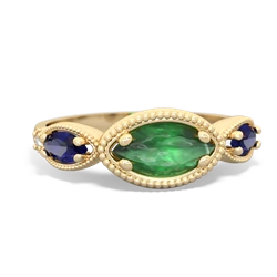 Emerald Milgrain Marquise 14K Yellow Gold ring R5700