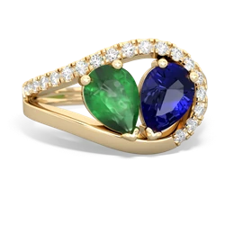 Emerald Nestled Heart Keepsake 14K Yellow Gold ring R5650