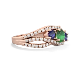 Emerald Three Stone Aurora 14K Rose Gold ring R3080