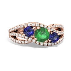 Emerald Three Stone Aurora 14K Rose Gold ring R3080