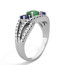 Emerald Three Stone Aurora 14K White Gold ring R3080