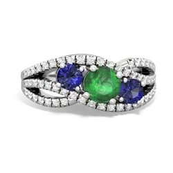 Emerald Three Stone Aurora 14K White Gold ring R3080