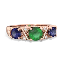 Emerald Hugs And Kisses 14K Rose Gold ring R5016