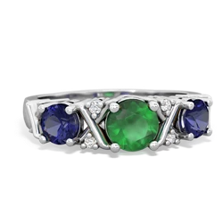 Emerald Hugs And Kisses 14K White Gold ring R5016