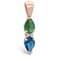 Emerald Bowtie Drop 14K Rose Gold pendant P0865