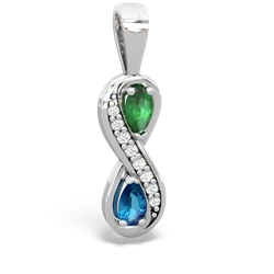 Emerald Diamond Infinity 14K White Gold pendant P5390