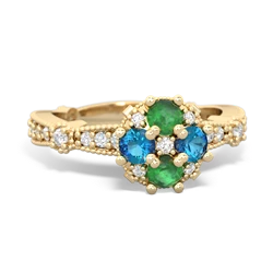 Emerald Sparkling Tiara Cluster 14K Yellow Gold ring R26293RD