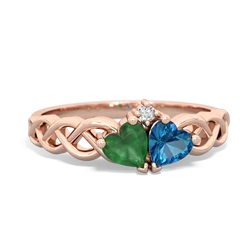 Emerald Heart To Heart Braid 14K Rose Gold ring R5870