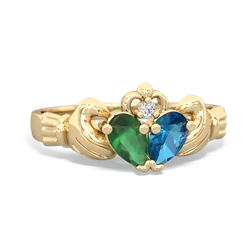 Emerald 'Our Heart' Claddagh 14K Yellow Gold ring R2388