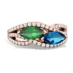 Emerald Diamond Rivers 14K Rose Gold ring R3070