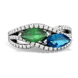 Emerald Diamond Rivers 14K White Gold ring R3070