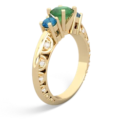 Emerald Art Deco Eternal Embrace Engagement 14K Yellow Gold ring C2003