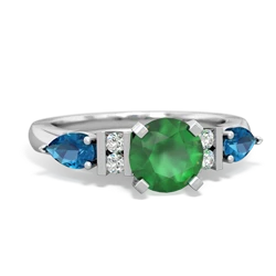 Emerald 6Mm Round Eternal Embrace Engagement 14K White Gold ring R2005