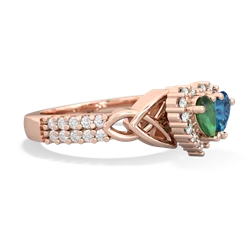 Emerald Celtic Knot Two Hearts As One 14K Rose Gold ring R2644HRT