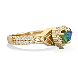 Emerald Celtic Knot Two Hearts As One 14K Yellow Gold ring R2644HRT