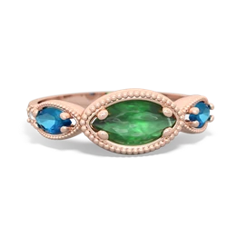 Emerald Milgrain Marquise 14K Rose Gold ring R5700