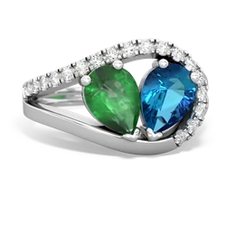 Emerald Nestled Heart Keepsake 14K White Gold ring R5650