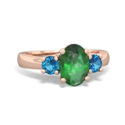 Emerald Three Stone Oval Trellis 14K Rose Gold ring R4024