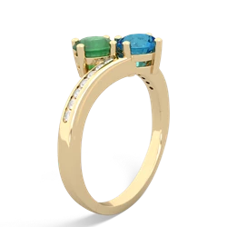 Emerald Channel Set Two Stone 14K Yellow Gold ring R5303