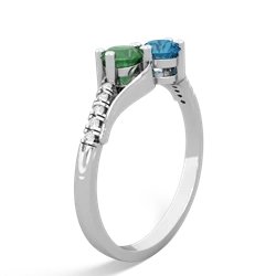 Emerald Infinity Pave Two Stone 14K White Gold ring R5285