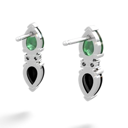 Emerald Bowtie Drop 14K White Gold earrings E0865