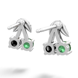 Emerald Sweet Cherries 14K White Gold earrings E7001