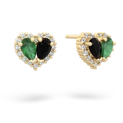 Emerald Halo 14K Yellow Gold earrings E7008