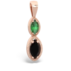 Emerald Antique-Style Halo 14K Rose Gold pendant P5700