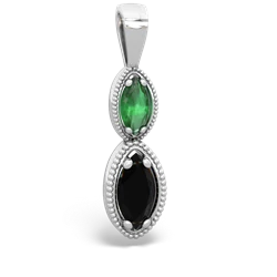 Emerald Antique-Style Halo 14K White Gold pendant P5700