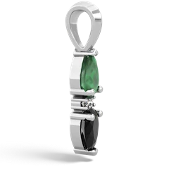 Emerald Bowtie Drop 14K White Gold pendant P0865