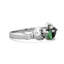 Emerald 'Our Heart' Claddagh 14K White Gold ring R2388