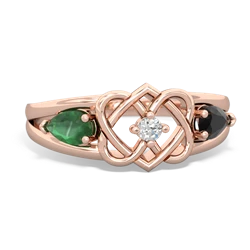 Emerald Hearts Intertwined 14K Rose Gold ring R5880