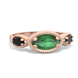 Emerald Milgrain Marquise 14K Rose Gold ring R5700