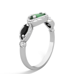 Emerald Milgrain Marquise 14K White Gold ring R5700