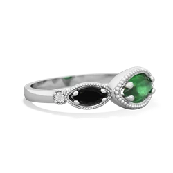 Emerald Milgrain Marquise 14K White Gold ring R5700