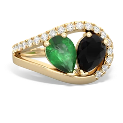 Emerald Nestled Heart Keepsake 14K Yellow Gold ring R5650