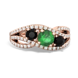 Emerald Three Stone Aurora 14K Rose Gold ring R3080