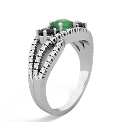 Emerald Three Stone Aurora 14K White Gold ring R3080