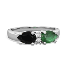 Emerald Pear Bowtie 14K White Gold ring R0865