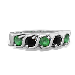 Emerald Anniversary Band 14K White Gold ring R2089