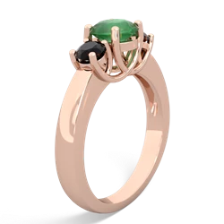 Emerald Three Stone Round Trellis 14K Rose Gold ring R4018