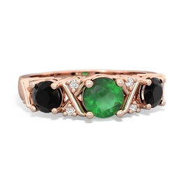 Emerald Hugs And Kisses 14K Rose Gold ring R5016