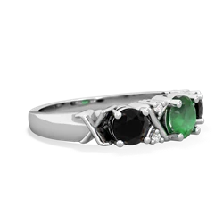 Emerald Hugs And Kisses 14K White Gold ring R5016