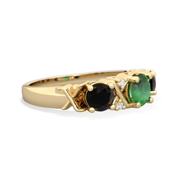 Emerald Hugs And Kisses 14K Yellow Gold ring R5016