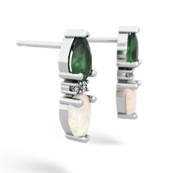 Emerald Bowtie Drop 14K White Gold earrings E0865