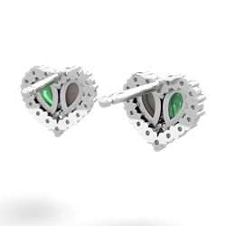 Emerald Halo 14K White Gold earrings E7008